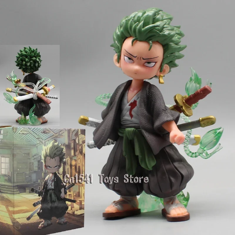 

One Piece Anime Zoro Action Figure Q Version Roronoa Zoro Figure Two Years Later Doll 14.5cm PVC Model Decor Car Ornament Toys