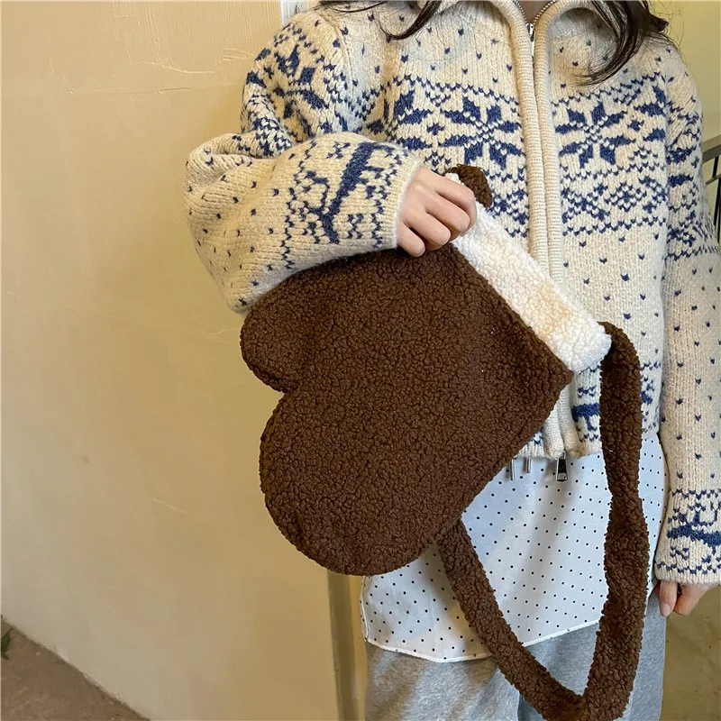 Женский Рождественский кошелек через плечо для монет плюшевые винтажные красные