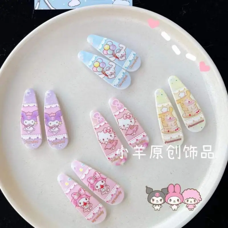 

2 шт. кавайные аксессуары Sanrioed Cinnamoroll MyMelody Kuromi помпон Purin Hellokittys Bb зажим мультяшный альбом