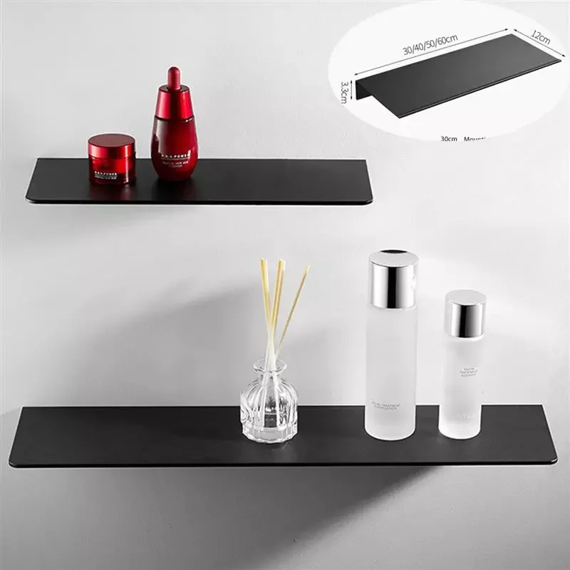

Bathroom Accessories Storage Rack 30-50cm Modern Matt Bathroom Shelves Kitchen Wall Shelf Home Organizer Rack For Kitchen Bath