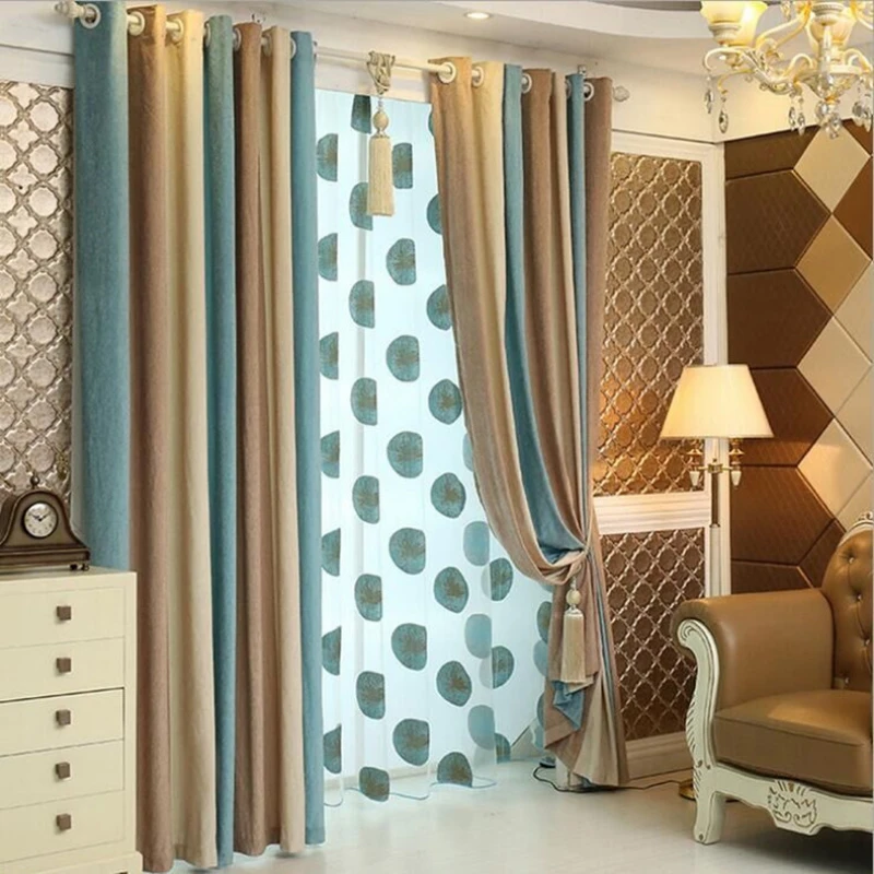 

Curtains for Living Dining Room Bedroom New Chenille Stripe Jacquard Blackout Stripe Simple Multicolor Window Curtain Room Decor