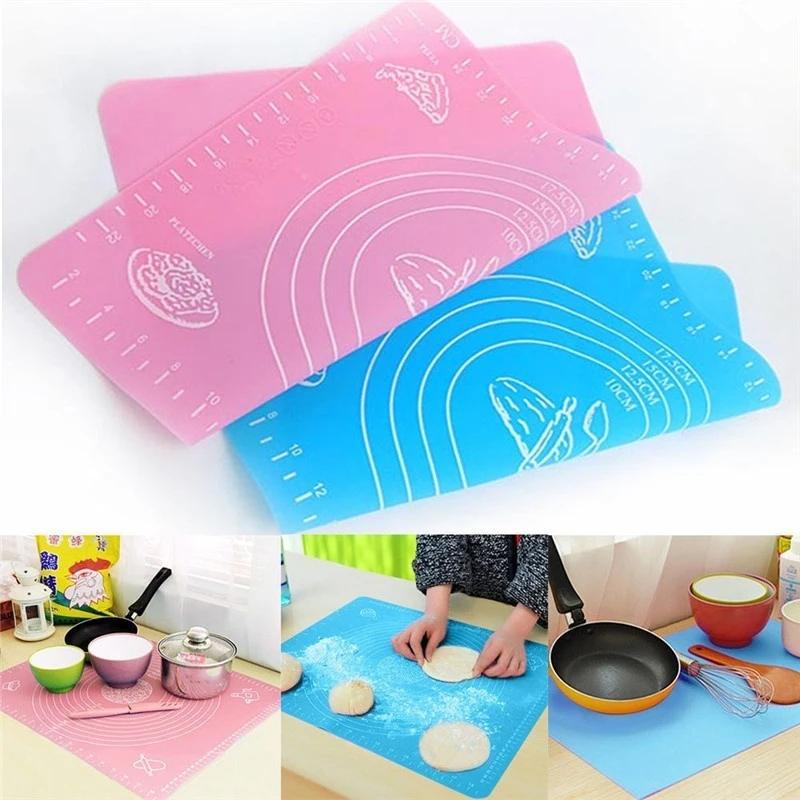 

Silicone Mat Kneading Dough Pad Cookie Pizza Baking Non-stick Rolling Mat Pastry Baking Sheet Tool Placemat Kitchen Accessories