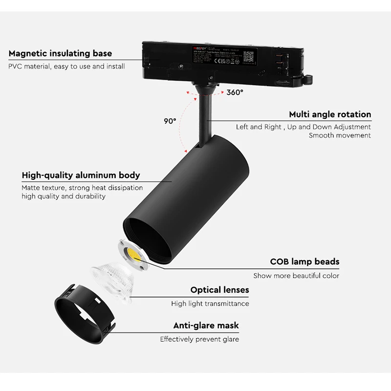 

Miboxer 2.4G RGBCCT 30W LED Track Light CCT & brightness adjustable AC 110V 220V DMX512 Ceiling 2.4G RF Remote control