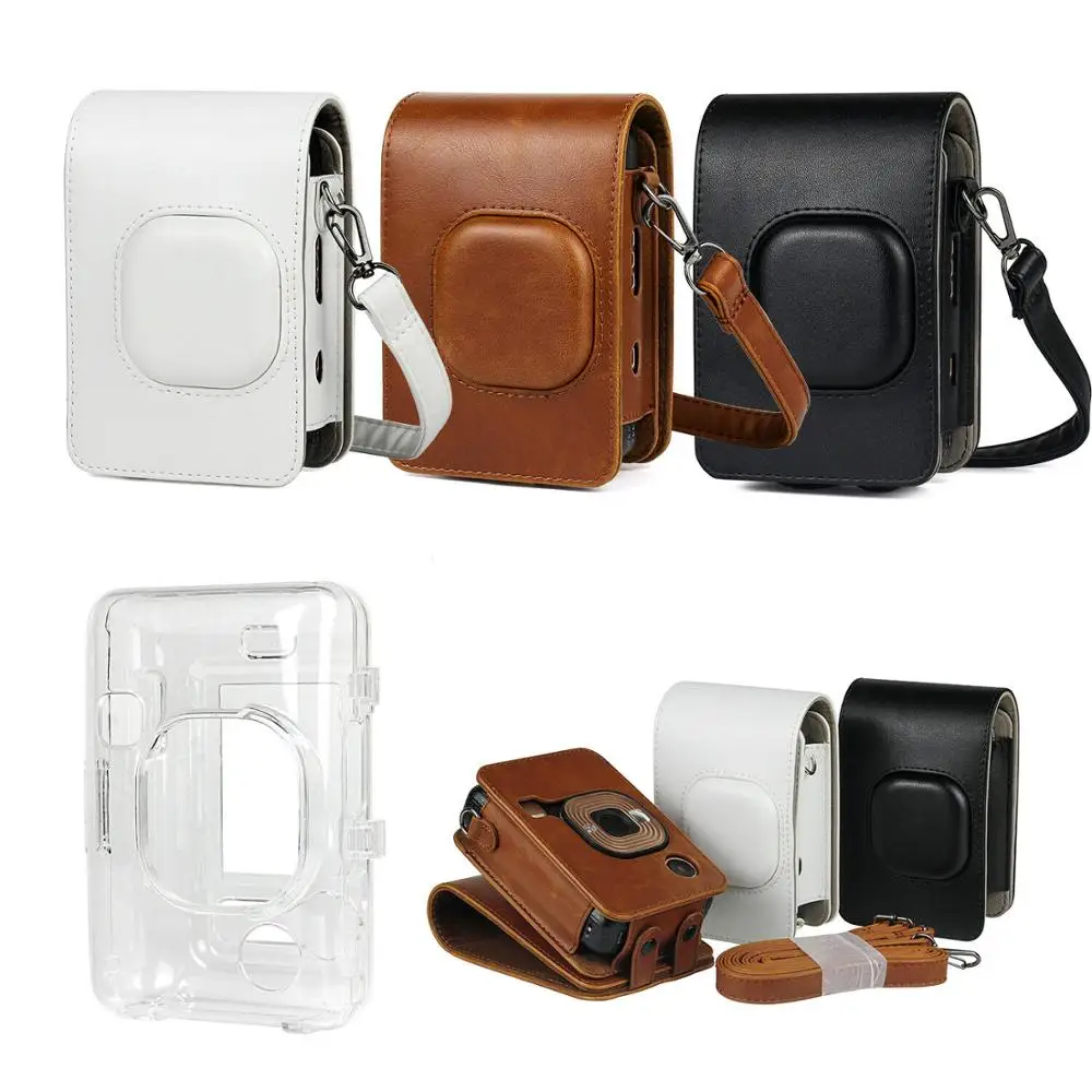 

For Fujifilm Instax Mini Liplay Hybird Instant Film Camera Bag Case PU Leather Retro Black Brown White Carry Cover Shoulder Bags