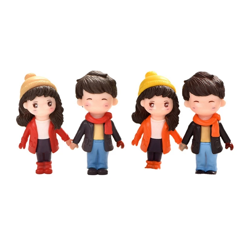 

4 Pcs Sweety Lovers Figurines Miniatures Fairy Garden Gnome Moss Valentine's Day Gift Plastic Crafts Home Decoration