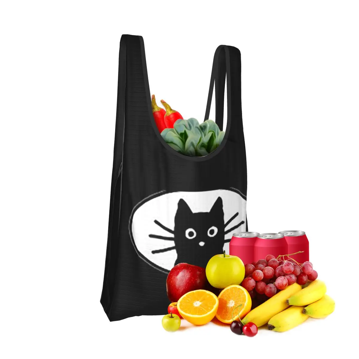 Фото Сумка для покупок Black Cat Fac, портативные сумки-тоут, многоразовая сумка-шоппер на плечо, продуктовая сумка №3