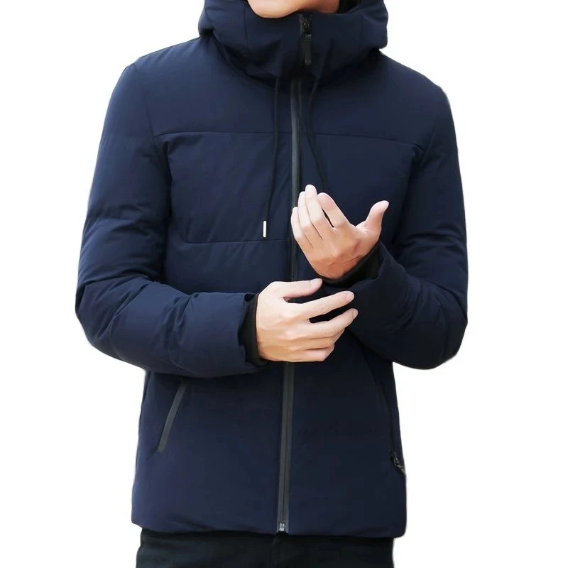 Men's solid cotton jacket 2022 winter windproof thickened hooded jacket