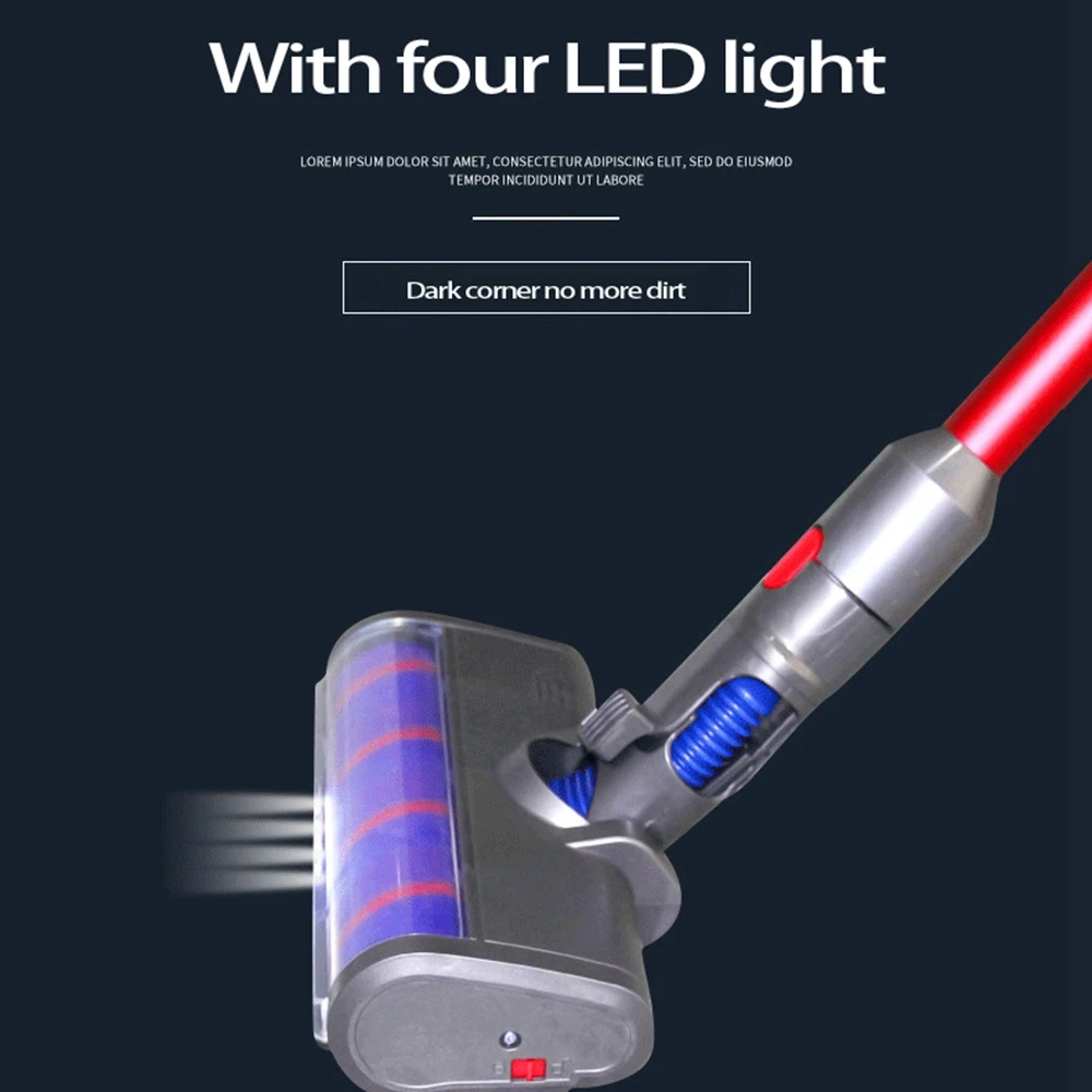 For Dyson Vacuum Cleaner V7 V8 V10 V11 Universal Soft Velvet Double Row Rolling Brush with Lamp Floor Head A | Бытовая техника