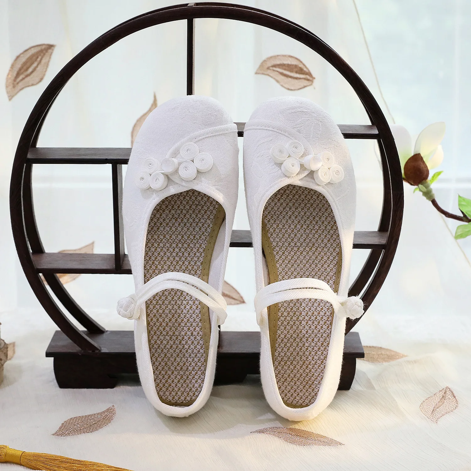 Балетки женские с вышивкой хлопок китайский узел повседневные туфли на плоской