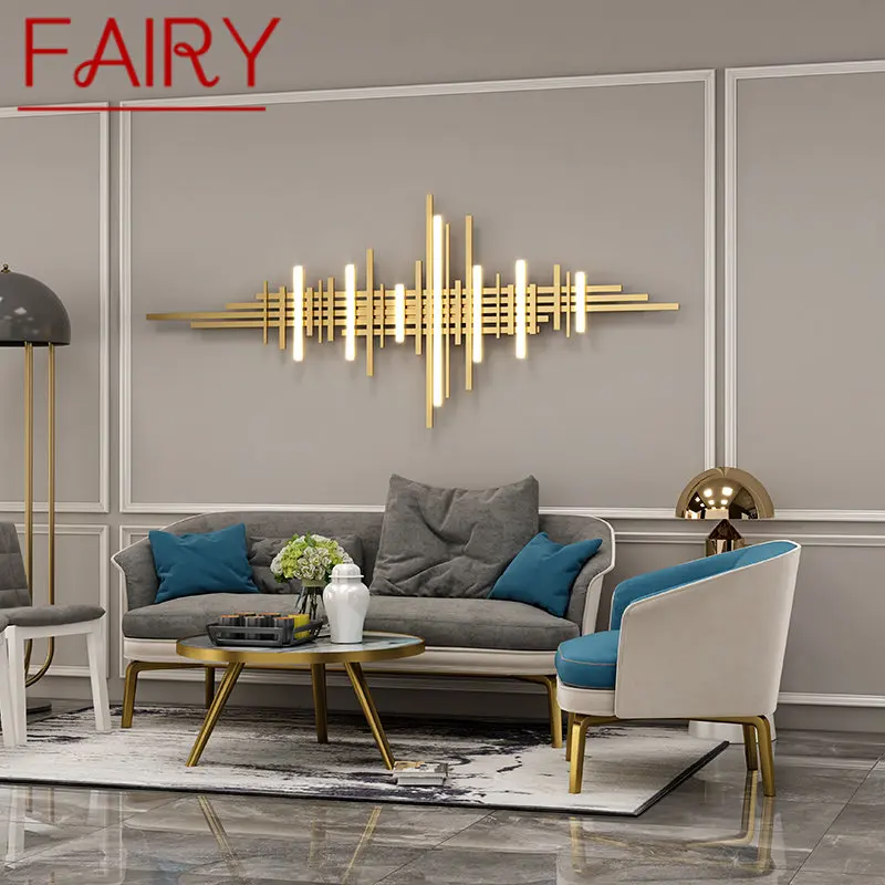 

FAIRY Modern Gold Wall Picture Fixture Lights LED Creative Rectangular Background Sconce Decor for Living Bedroom