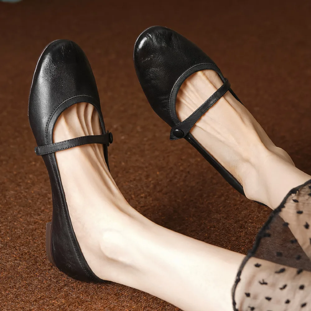 Danxuefei женские балетки из натуральной кожи с круглым носком без шнуровки мягкие