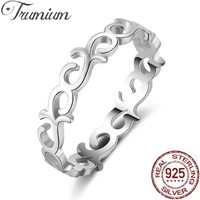 trumium real 925 sterling silver women ring celtic knot heart high polish tarnish resistant eternity wedding band stackable ring