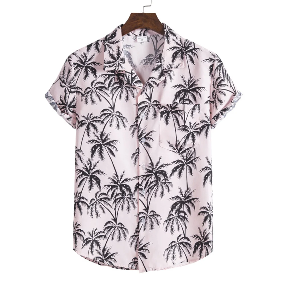 Summer Fashion Men's Hawaiian Shirt Printed Short Sleeves Tops Men Large Size Beach Floral Pattern Blouse M-3XL