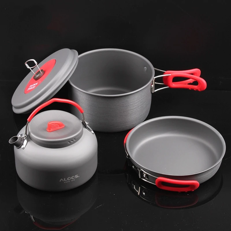 Camping Cookware Kit Outdoor Aluminum Cooking Set Water Kettle Pan Pot Bowl Travelling Hiking Picnic BBQ Tableware Equipment
