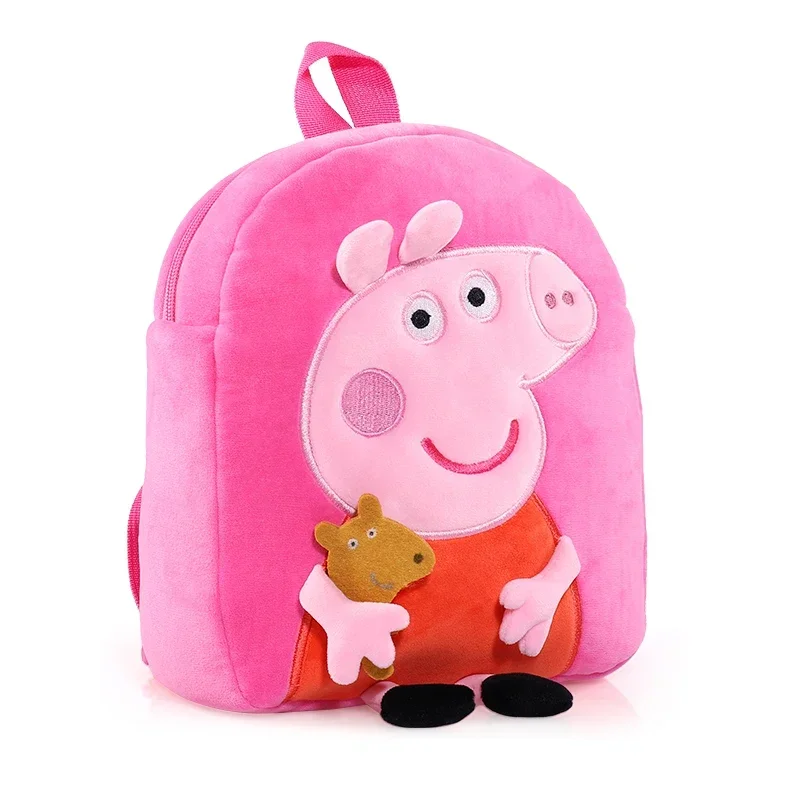 Фото Оригинальный плюшевый рюкзак Peppa Pig для детей, милый школьный ранец, сумка через плечо, кукла, сумка для детского сада, двойной рюкзак для малышей, подарки №4