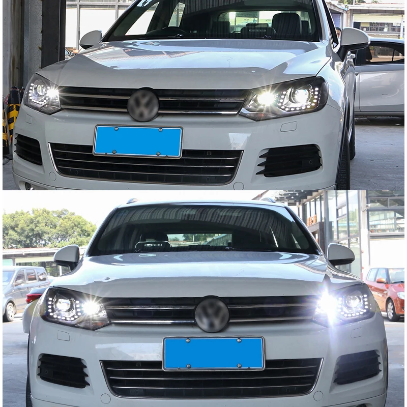 Для VW Touareg светодиодная фара 2011 2012 2013 2014 2015 DRL спрятанная опция фары Angel Eye Bi Xenon Beam