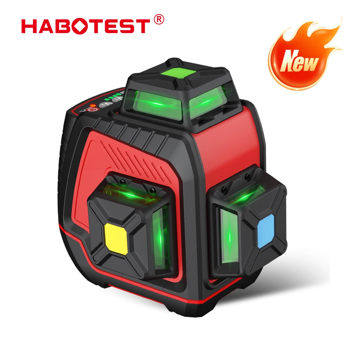Фото Лазерный нивелир HABOTEST HT638, 12 линий, 360°, зеленый луч, самовыравнивающийся, ±1.5мм/5м, 4000мАч, Type-C, перезаряжаемый, с магнитным креплением №1