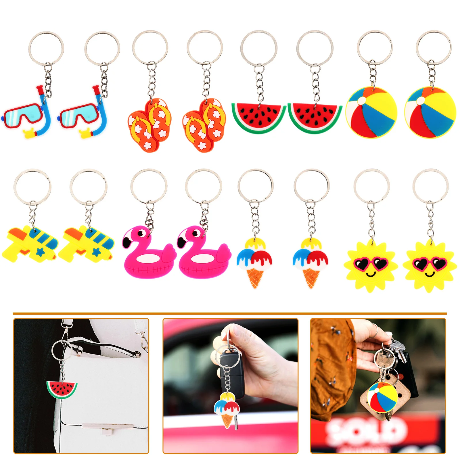 

16 Pcs Decorations Car Trim Decorative Pendants Fashion Cartoon Keychain Pvc Ornament Miss Ring Hangings