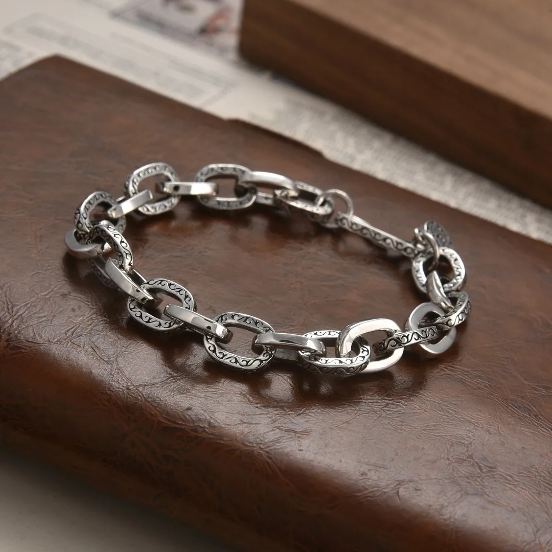 

S925 Sterling Silver Bracelet Men's Fashion Features Minimalist Fashion Personalized Handmade Interlocking Eternal Vine