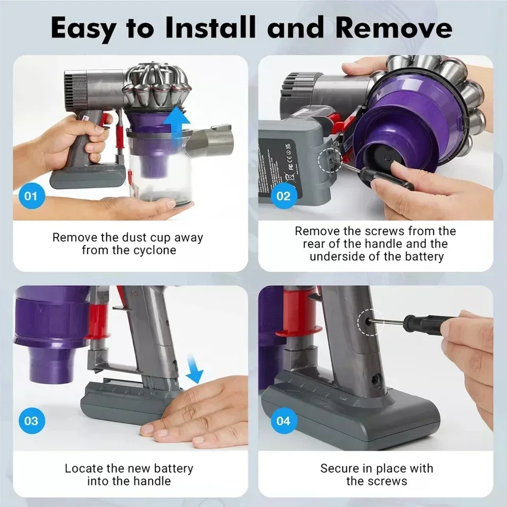 Новый сменный аккумулятор 21,6 В 12800 Ач для Dyson DC62 DC59 DC58 SV03 SV04 SV09 Animal Motorhead V6 Slim V6, абсолютный вакуумный аккумулятор (art.: 3920ccaf2c2ea) - 3920ccaf2c2ea