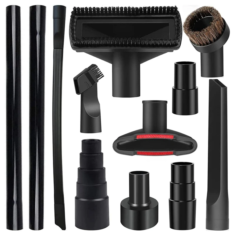 

12PCS Universal Vacuum Attachment Kit Wet Dry Plastic Vacuum Hose Adapter Extension Wand Flexible Crevice Tool Adapter