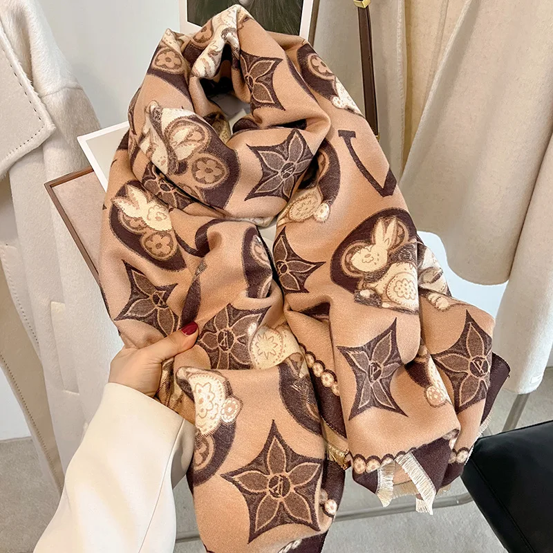 

Luxury Women Scarf Winter Cashmere Wraps Pashmina Shawls Lady Thick Warm Blanket Design Print Female Bufanda Stoles 2023 New