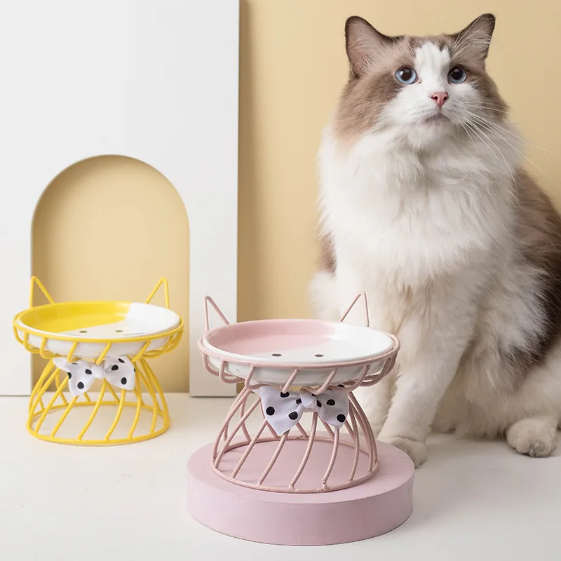 

Pet Ceramic Bowl Nordic Cat Bowl Tall Ceramic Cat Food Bowl Snack Canned Plate Anti-cervical Spondylosis Cat Food Bowl