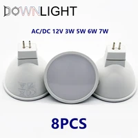 8pcs led spotlight mr16 gu5 3 low pressure acdc 12v 3w 5w 6w 7w light angle 120 degrees warm white day light led light lamp