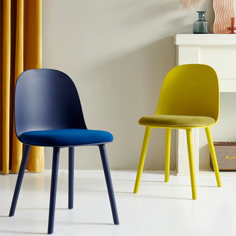 

Дизайнерские желтые обеденные стулья, современные ультралегкие милые недорогие модные обеденные стулья, минималистичные Серебристые скла...