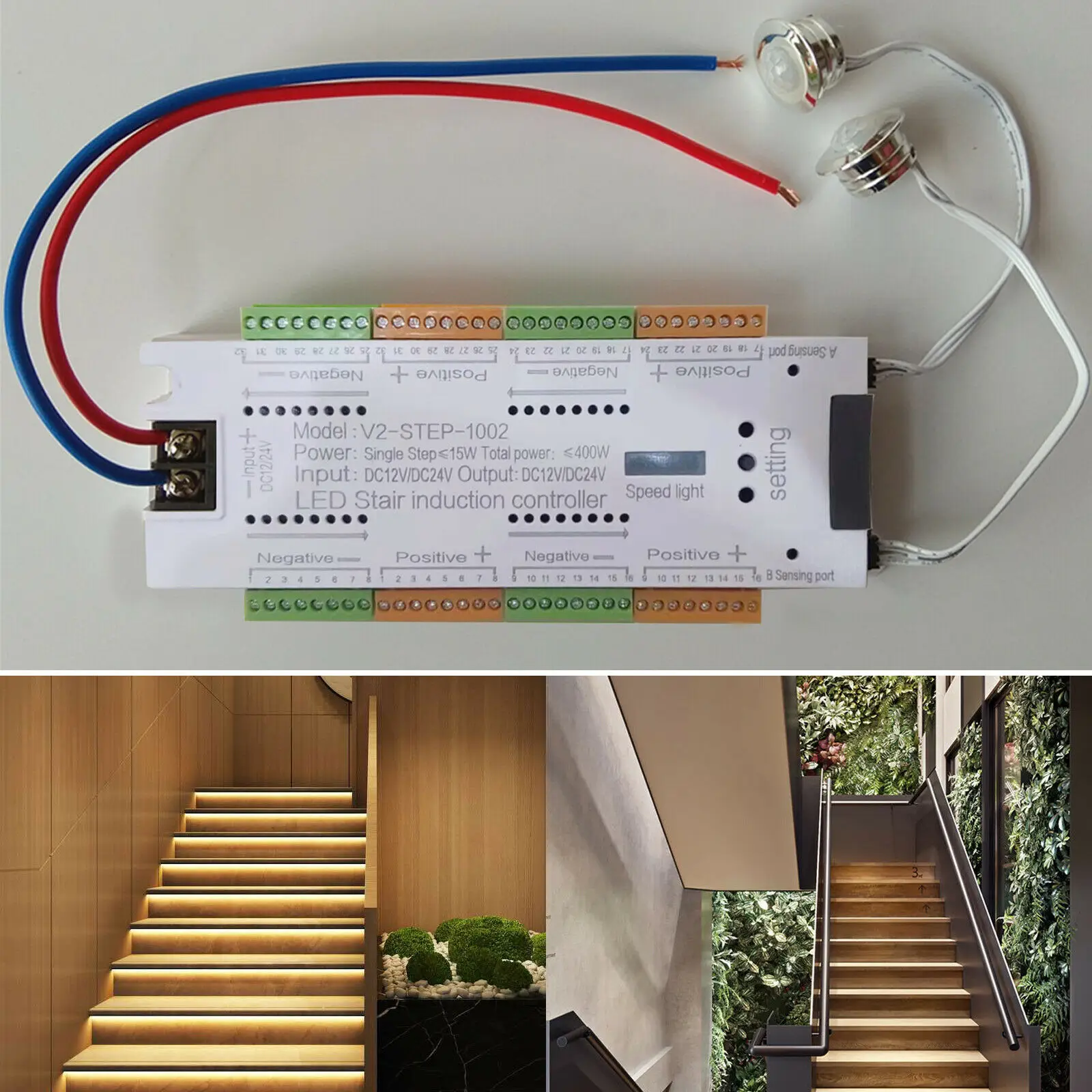motion-sensor-led-controller-stair-light-step-system-≤350w-32-channel-stair-sensor-automatic-extension-cord-100-brand-new