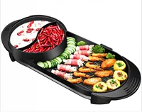 Multi-functiona Hot Pot And Bbq Grill Indoor Korea Smokeless Nonstick Grill With Hot Pot