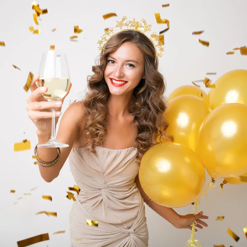 

European and American party zinc alloy rhinestone star hair save with diamond five-pointed star festival crown fashion headdress