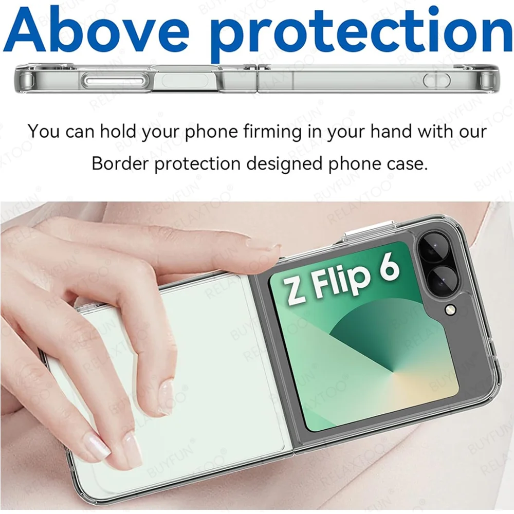 Чехол для Samsung Galaxy Z Flip 6 прозрачный чехол ПК Flip6 ZFlip ZFlip6 5G 2024 противоударный бампер