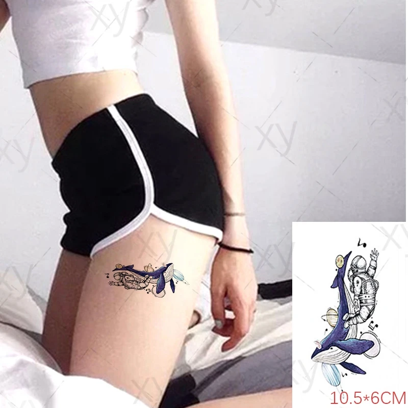 

Тату-наклейка с голубым Китом для детей и мужчин