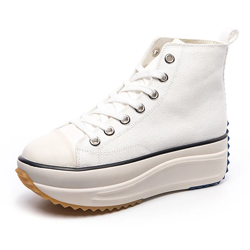 High-top Canvas Shoes Women 2022 Autumn New Height Increase Platform Shoes Sawtooth White Shoes Ladies Fashion Popular Sneakers