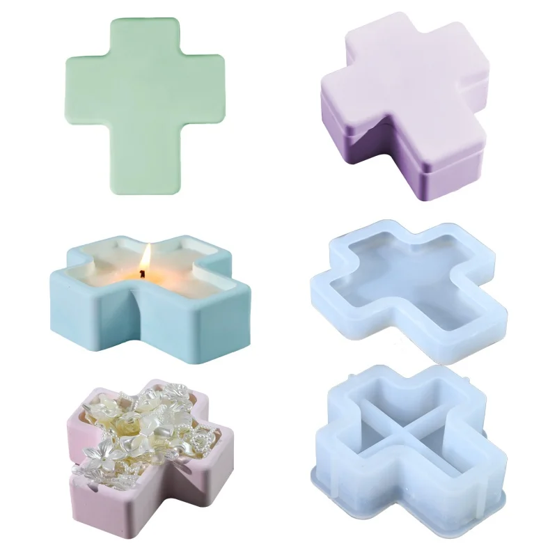 Силиконовая форма сделай сам в форме Креста для свечи с крышкой подсвечник