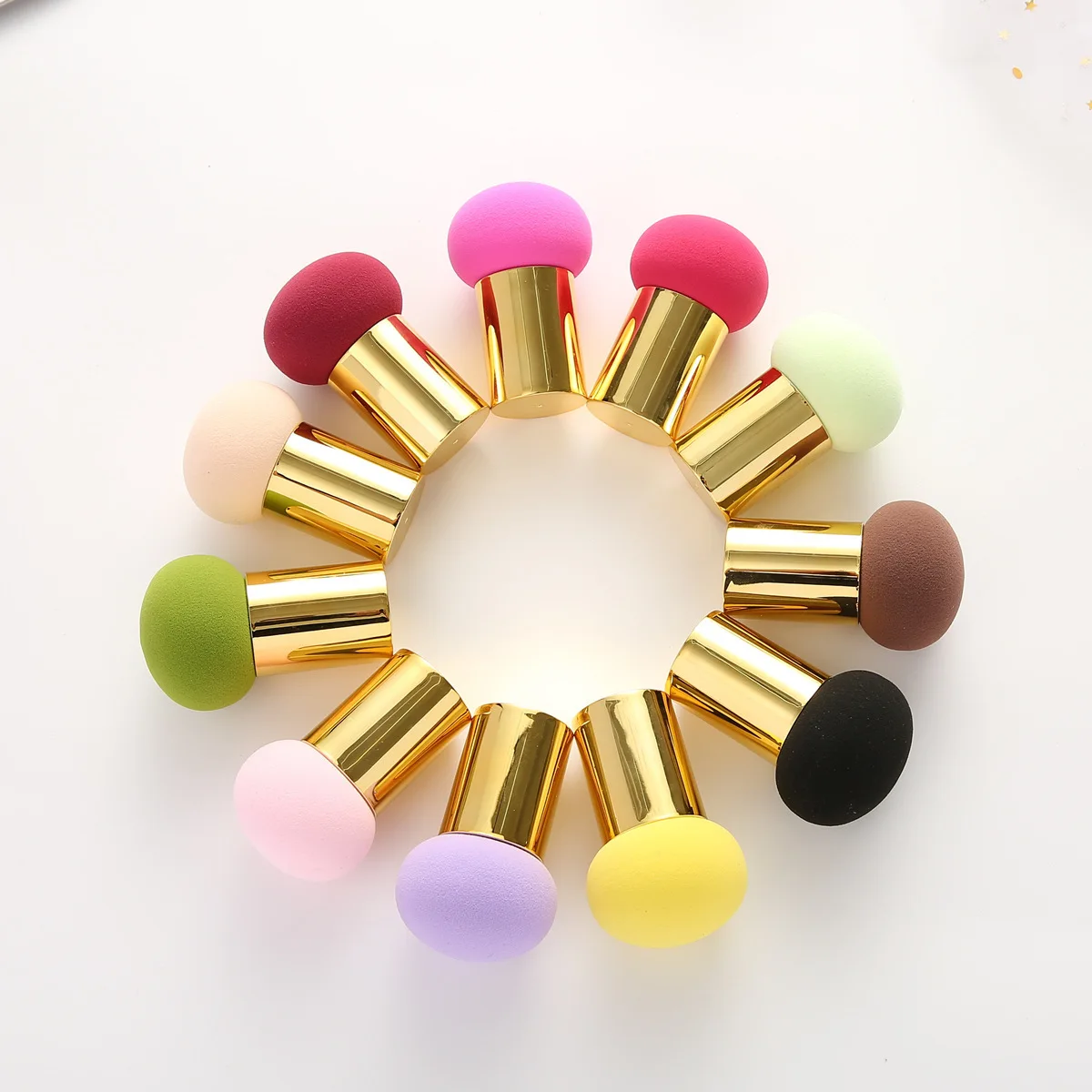 

1pc Mushroom Powder Puff Gold/Silver Handle Soft Sponge Air Cushion Wet and Dry BB cream Foundation Mushroom Head Makeup Tools