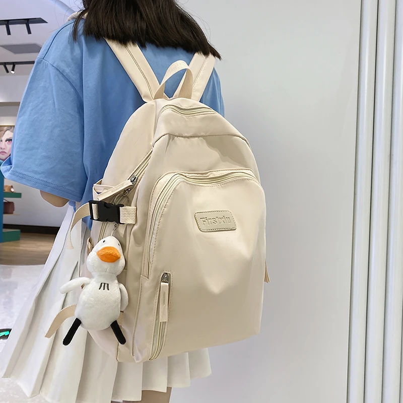 

SEETIC Multi-Pocket Women Backpack Anti-Theft Student Bag Unisex Solid Color Nylon Backpack Female Fashion Travel Backpack Women