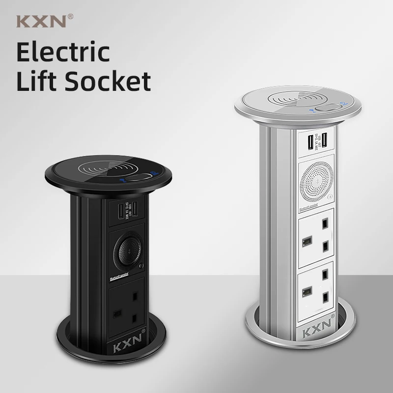 

KXN Motorized Pop Up Outlet Electric Lifting Sockets UK ISRAEL EU Kitchen Countertop Retractable Socket With USB Wifi Charging