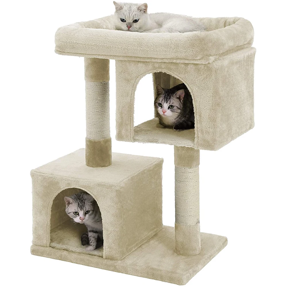 

Cat Tree for Large Cats, Cat Tower 2 Cozy Plush Condos and Sisal Posts