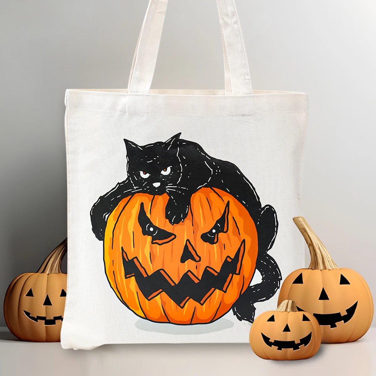 Сумка-тоут на Хэллоуин с тыквой летучая мышь