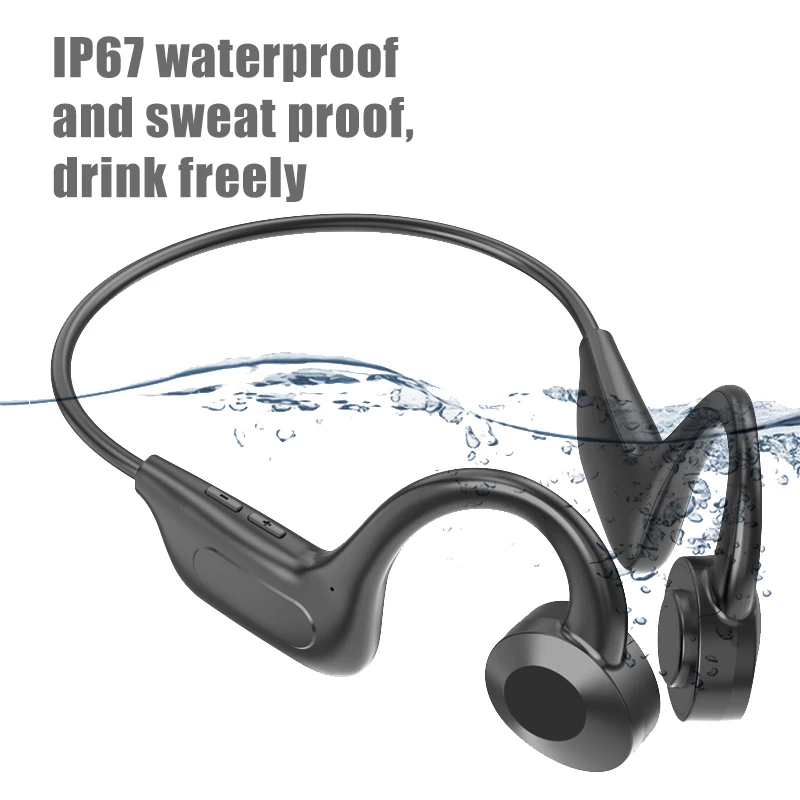 

New Bone Conduction Earphone Sport Running Waterproof Wireless Bluetooth-compatible Headphone With Microphone Support TF SD Card