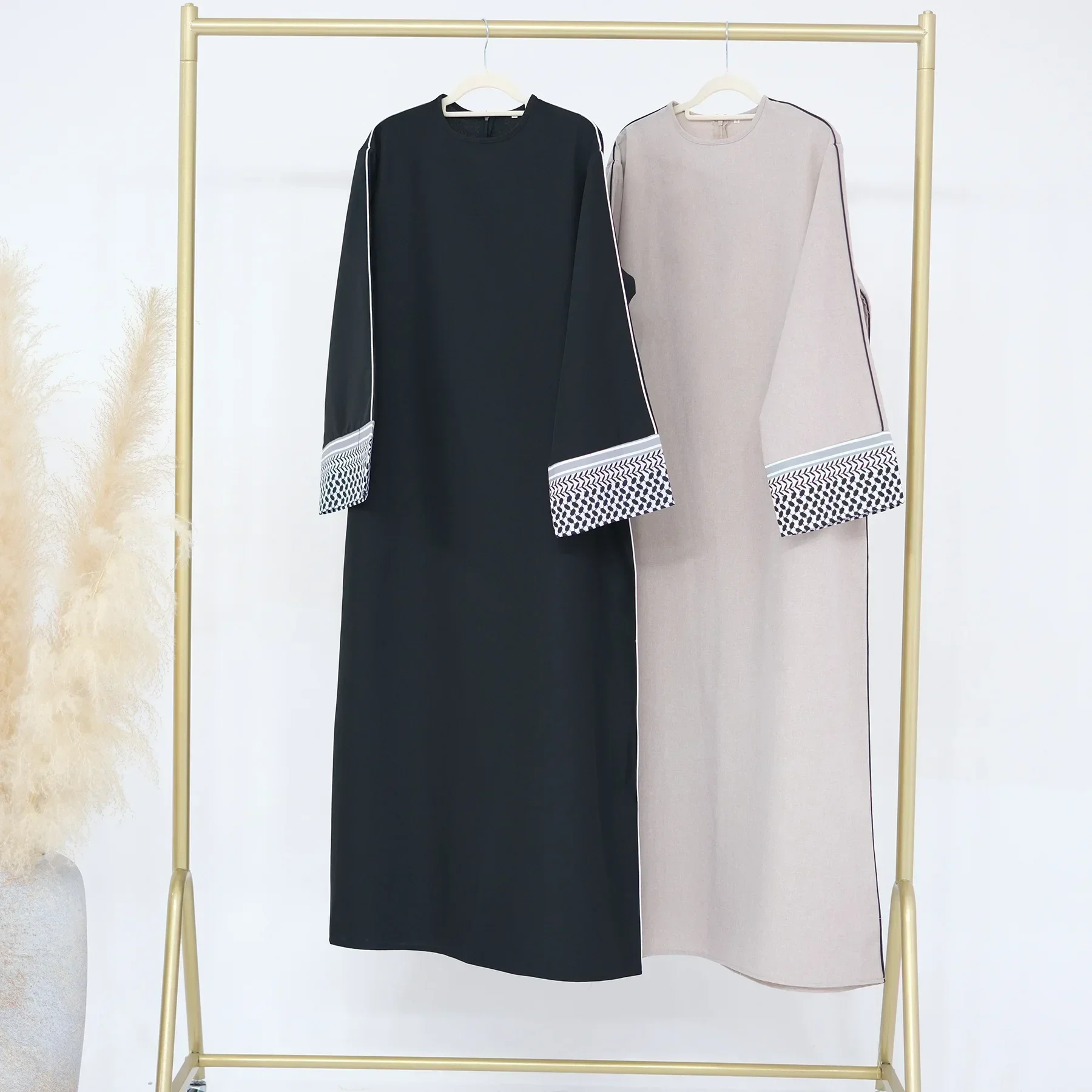 Палестина льняная Закрытая абайя киффия мусульманский хиджаб платье черная