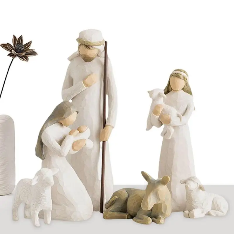 

2023 Birth Christmas Crib Nativity Scene Figures Catholic Christian Decor Home Decoration Orthodox Manger Church Utensils Jesus