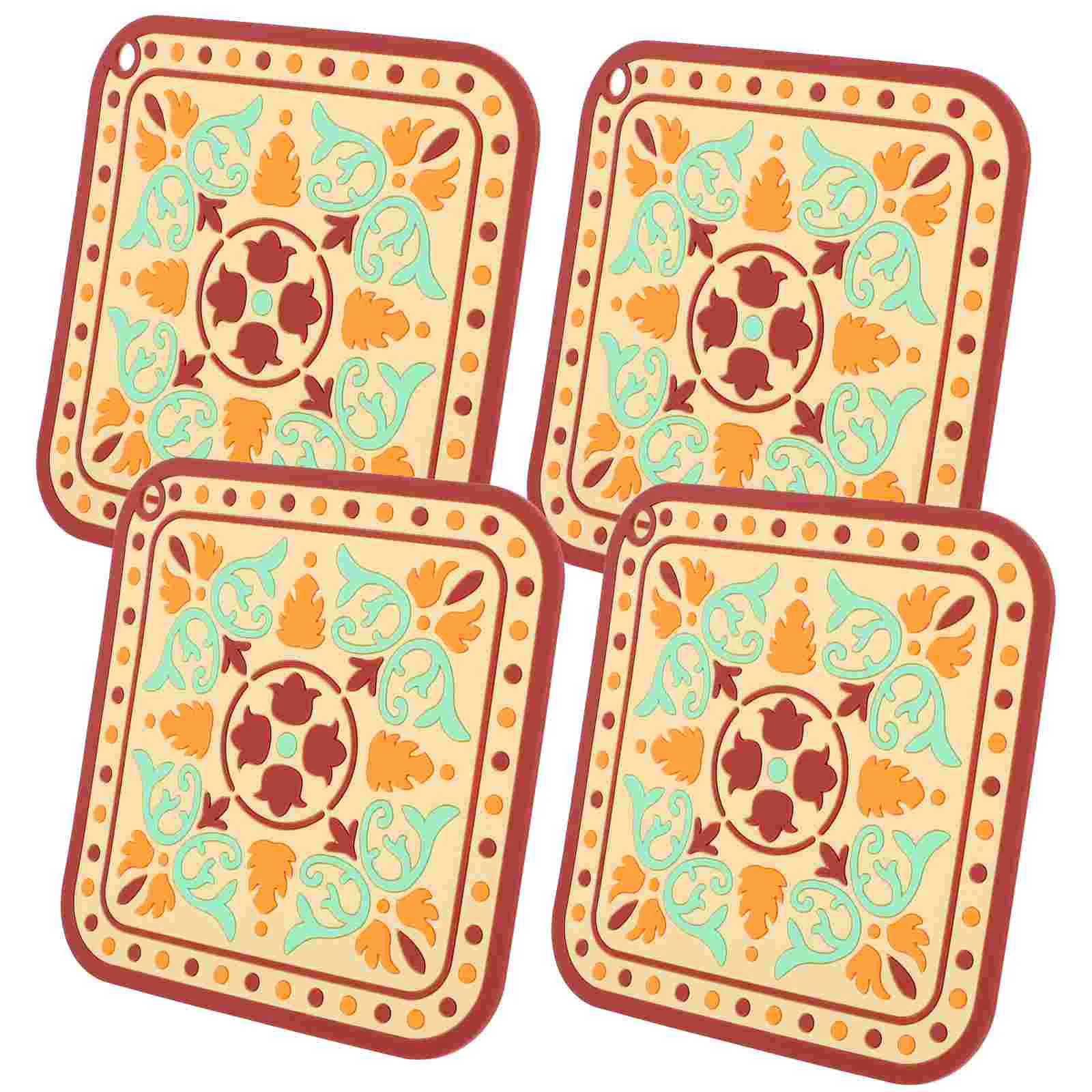 

Placemats Table Mats Pvc Decorative Floral Resistant Heat Dinner Dish Dining Placemat Vinyl Coasters Mandala Square Wipeable