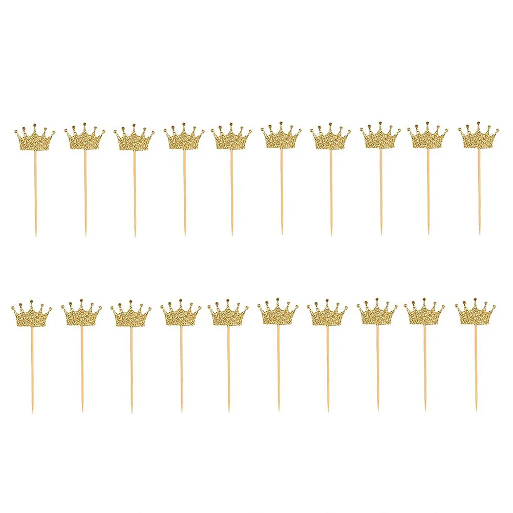 

Topper Cake Cupcakepickdecorations Glitter Dessertdonut Toppers Sticks Gold Paper Gender Toothpick Reveal Insert Tiara Shower