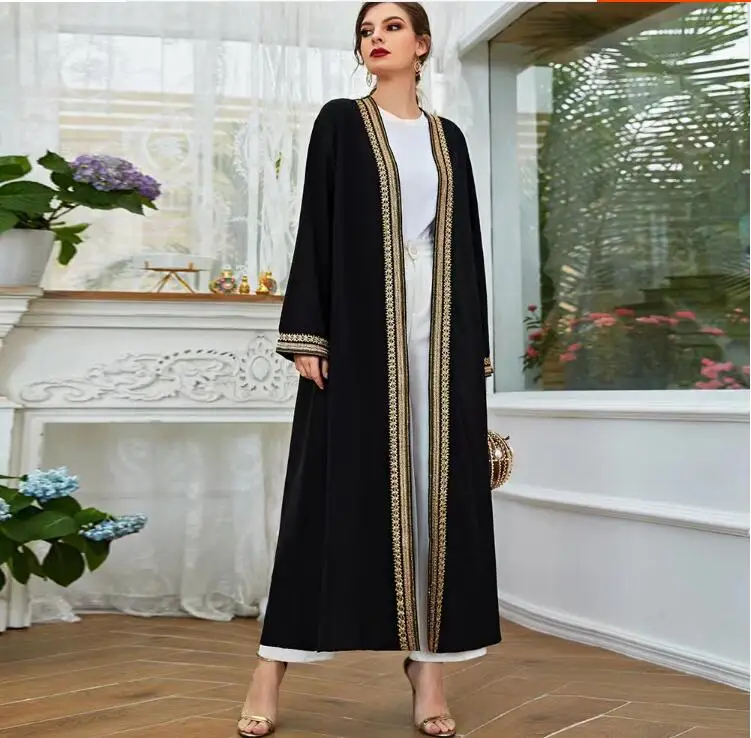 

Embroidered Gown Women Gold Border Fashion Dress Long Spring