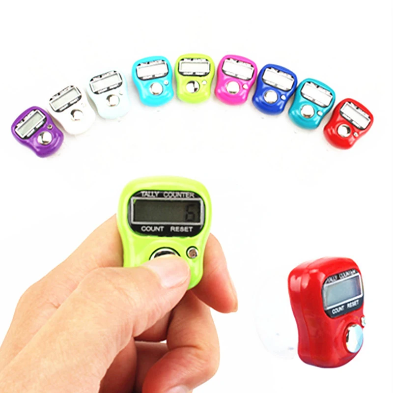 

1pc Random Color Creative Stitch Marker Row Counter LCD Electronic Digit Finger Ring Counter Clicker Timer Finger Ring