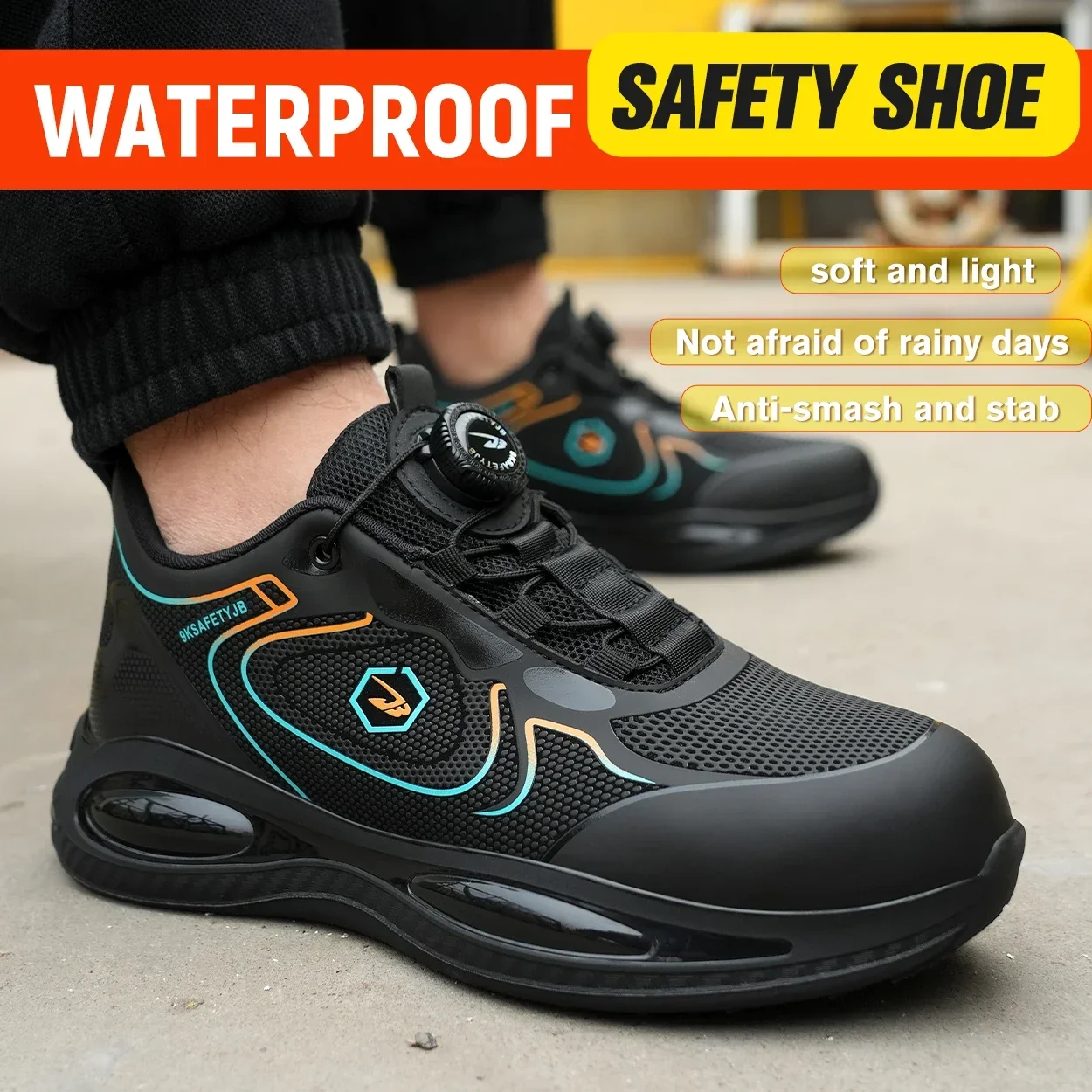 Защитная обувь с вращающейся кнопкой 46 водонепроницаемая рабочая мужские