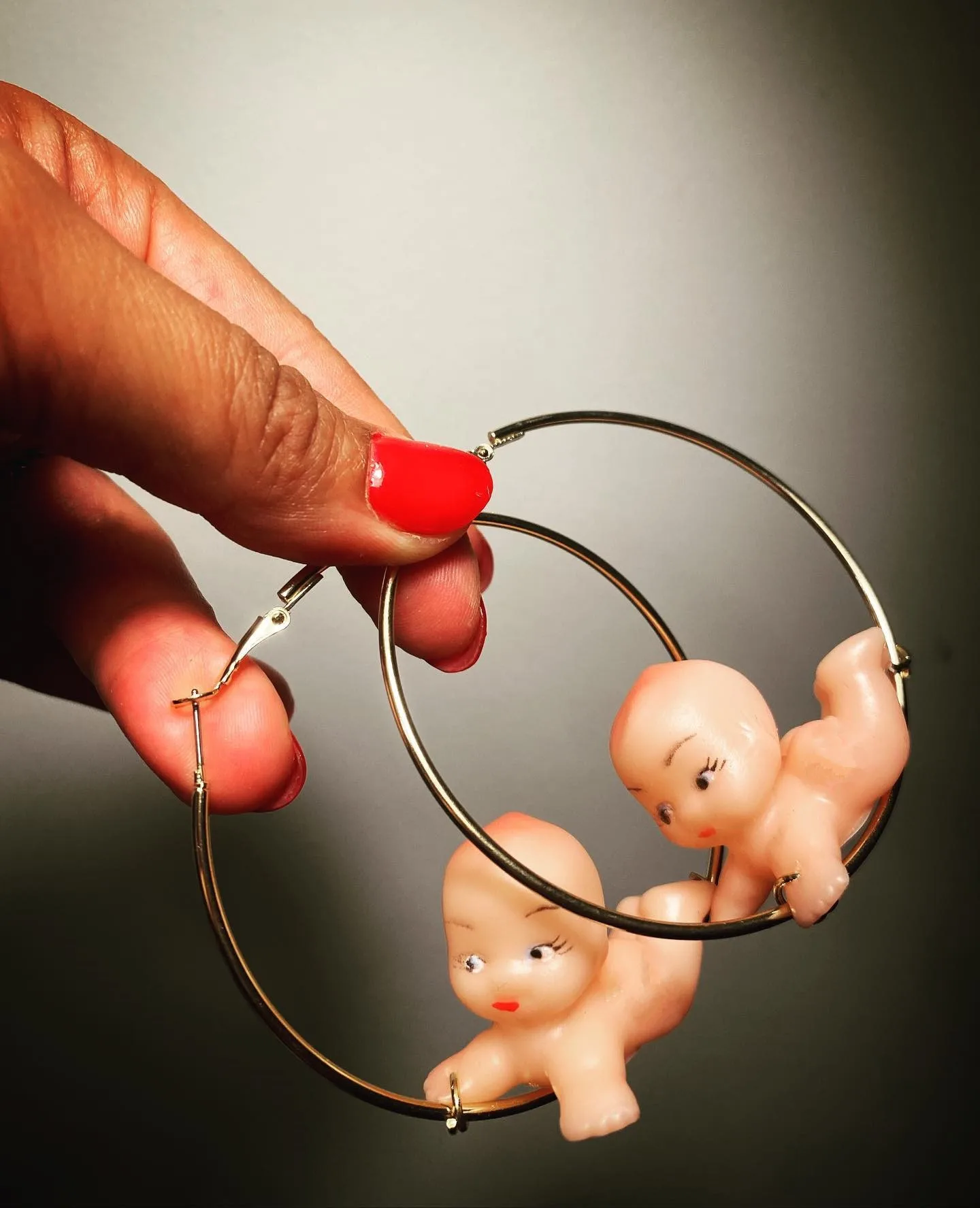 Kewpie Hoop Earrings, Creepy Doll Earrings,doll Jewelry, Creepy Baby Doll, Kewpie